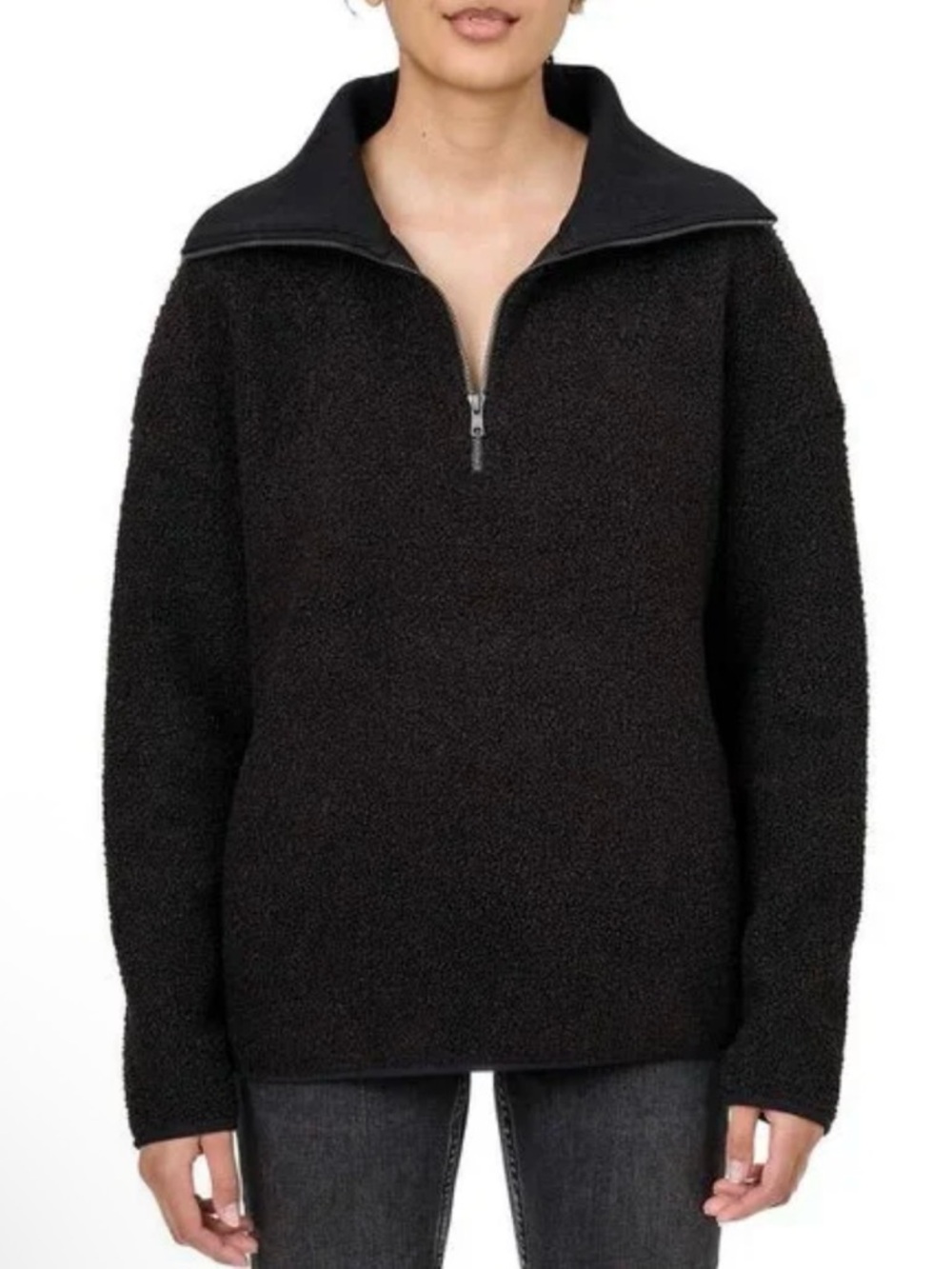 Elle black 1/4 zip fleece pullover. Size S